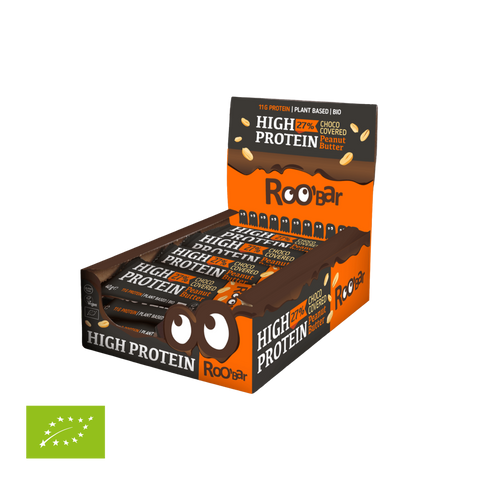 BIO kõrge valgusisaldusega šokolaadiga kaetud batoon maapähklitega