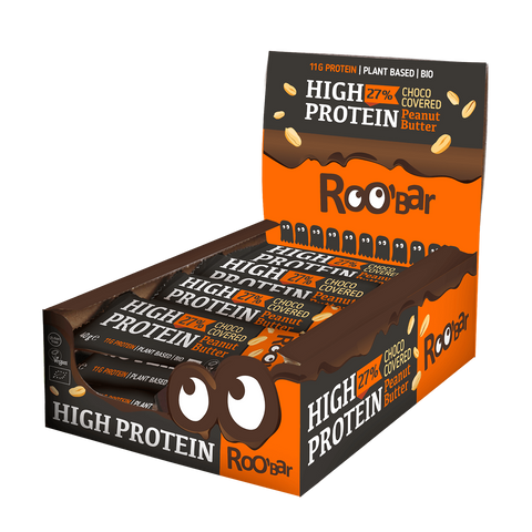 BIO kõrge valgusisaldusega šokolaadiga kaetud batoon maapähklitega